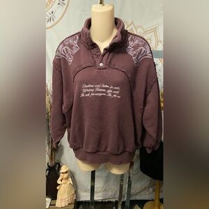 Darc Sport Oversized Sweatshirt She Wolf Wolves Graphic Mock Neck small #68/500